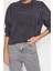 Kadın Regular Bisiklet Yaka Düşük Kol Regular Eskitme Kalın Içi Polarlı Inci Detaylı Örme Sweatshirt 2