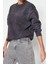 Kadın Regular Bisiklet Yaka Düşük Kol Regular Eskitme Kalın Içi Polarlı Inci Detaylı Örme Sweatshirt 3