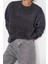Kadın Regular Bisiklet Yaka Düşük Kol Regular Eskitme Kalın Içi Polarlı Inci Detaylı Örme Sweatshirt 4