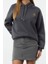 Kadın Moda Şık Bol Kapüşonlu Düşük Kol Uzun Kalın Içi Polarlı Baskılı Geniş Kalıp Örme Sweatshirt 3