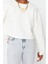 Kadın Bisiklet Yaka Düşük Kol Crop Kalın Polarlı Rahat Kesim Crop Kolu Baskılı Örme Sweatshirt 2