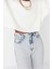 Kadın Bisiklet Yaka Düşük Kol Crop Kalın Polarlı Rahat Kesim Crop Kolu Baskılı Örme Sweatshirt 4