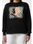 Kadın Moda Şık Bol Bisiklet Yaka Düşük Kol Uzun Ince Baskılı Normal Kesim Örme Sweatshirt 1