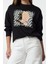 Kadın Moda Şık Bol Bisiklet Yaka Düşük Kol Uzun Ince Baskılı Normal Kesim Örme Sweatshirt 3