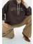 Kadın Moda Şık Relaxed Kapüşonlu Düşük Kol Uzun Kalın Içi Polarlı Triko Bant Detaylı Örme Sweatshirt 2