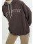 Kadın Moda Şık Relaxed Kapüşonlu Düşük Kol Uzun Kalın Içi Polarlı Triko Bant Detaylı Örme Sweatshirt 4