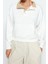 Kadın Dik Yaka Standart Kol Normal Kalıp Çıtçıtlı Dikiş Detaylı Kalın Örme Sweatshirt 3