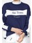 Kadın Moda Şık Regular Bisiklet Yaka Düşük Kol Uzun Kalın Içi Polarlı Slogan Nakışlı Örme Sweatshirt 3