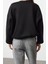 Kadın Moda Şık Relaxed Bisiklet Yaka Düşük Kol Regular Rahat Kalıp Stoper Detaylı Örme Sweatshirt 5