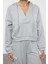 Kadın Moda Bol Kapüşonlu Düşük Kol Uzun Overize Geniş Kalıp Kalın Içi Polarlı V Yaka Örme Sweatshirt 1