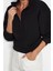 Kadın Fitted Fermuarlı Yaka Crop Rahat Kesim Crop Basic Fermuarlı Kalın Polarlı Örme Sweatshirt 4