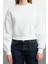 Kadın Bisiklet Yaka Düşük Kol Kalın Içi Polarlı Dikiş Detaylı Normal Kalıp Örme Sweatshirt 1