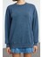 Kadın Moda Şık Oversize Bisiklet Yaka Düşük Kol Uzun Yıkamalı Rahat Kesim Basic Örme Sweatshirt 1