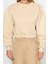 Kadın Bisiklet Yaka Düşük Kol Kalın Içi Polarlı Dikiş Detaylı Normal Kalıp Örme Sweatshirt 1