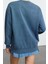 Kadın Moda Şık Oversize Bisiklet Yaka Düşük Kol Uzun Yıkamalı Rahat Kesim Basic Örme Sweatshirt 4