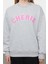 Kadın Oversize Bisiklet Yaka Düşük Kol Uzun Kalın Polarlı Rahat Kesim Slogan Nakışlı Örme Sweatshirt 1