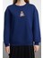 Kadın Moda Şık Relaxed Bisiklet Yaka Düşük Kol Regular Rahat Kalıp Nakışlı Kalın Örme Sweatshirt 1