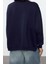 Kadın Bol Dik Yaka Düşük Kol Uzun Çıtçıtlı Kalıp Çıtçıtlı Biyeli Kalın Içi Polarlı Örme Sweatshirt 5