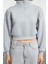 Kadın Fitted Fermuarlı Yaka Crop Rahat Kesim Crop Basic Fermuarlı Kalın Polarlı Örme Sweatshirt 1
