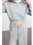 Kadın Fitted Fermuarlı Yaka Crop Rahat Kesim Crop Basic Fermuarlı Kalın Polarlı Örme Sweatshirt 3