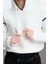 Kadın Moda Şık Regular Kapüşonlu Düşük Kol Regular Kroşeta Detaylı Kalın Içi Polarlı Örme Sweatshirt 2