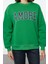 Kadın Bol Bisiklet Yaka Düşük Kol Uzun Kalın Içi Polarlı Geniş Kesim Slogan Nakışlı Örme Sweatshirt 1