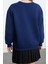 Kadın Moda Şık Relaxed Bisiklet Yaka Düşük Kol Regular Rahat Kalıp Nakışlı Kalın Örme Sweatshirt 5