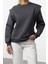 Kadın Moda Şık Regular Bisiklet Yaka Düşük Kol Regular Geniş Kalıp Kalın Içi Polarlı Örme Sweatshirt 2