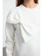 Kadın Moda Şık Bol Bisiklet Yaka Düşük Kol Uzun Ince Kurdele Detaylı Rahat Kesim Örme Sweatshirt 1