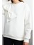 Kadın Moda Şık Bol Bisiklet Yaka Düşük Kol Uzun Ince Kurdele Detaylı Rahat Kesim Örme Sweatshirt 3