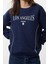 Kadın Bol Bisiklet Yaka Düşük Kol Uzun Slogan Baskılı Geniş Kalıp Kalın Içi Polarlı Örme Sweatshirt 2