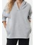 Kadın Moda Şık Bol Kapüşonlu Düşük Kol Uzun Geniş Kalıp Kalın Örme Sweatshirt 2