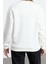 Kadın Moda Şık Bol Bisiklet Yaka Düşük Kol Uzun Ince Kurdele Detaylı Rahat Kesim Örme Sweatshirt 5