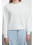 Kadın Moda Şık Regular Bisiklet Yaka Düşük Kol Regular Nervür Detaylı Normal Kalıp Örme Sweatshirt 1