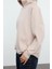 Kadın Relaxed Kapüşonlu Düşük Kol Rahat Kesim Yumuşak Tuşeli Dikiş Detaylı Örme Sweatshirt 3