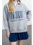 Kadın Oversize Fermuarlı Yaka Uzun Kalıp Kalın Polarlı Slogan Baskılı Fermuarlı Örme Sweatshirt 2