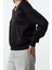 Kadın Moda Şık Regular V Yaka Düşük Kol Regular Aksesuar Detaylı Rahat Kalıp Örme Sweatshirt 3