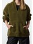 Kadın Moda Şık Bol Kapüşonlu Düşük Kol Uzun Fermuarlı Geniş Kalıp Peluş Örme Sweatshirt 2