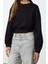 Kadın Moda Şık Bol Bisiklet Yaka Düşük Kol Uzun Çıtçıtlı Rahat Kalıp Crop Kalın Örme Sweatshirt 2