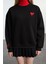 Kadın Regular Bisiklet Yaka Düşük Kol Regular Nakışlı Normal Kalıp Kalın Içi Polarlı Örme Sweatshirt 1