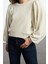 Kadın Moda Şık Regular Bisiklet Yaka Balon Kol Regular Kalın Normal Kalıp Balon Kol Örme Sweatshirt 2