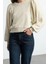 Kadın Moda Şık Regular Bisiklet Yaka Balon Kol Regular Kalın Normal Kalıp Balon Kol Örme Sweatshirt 3