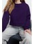 Kadın Bisiklet Yaka Düşük Kol Crop Kalın Polarlı Geniş Kalıp Crop Basic Örme Sweatshirt 2