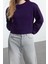 Kadın Bisiklet Yaka Düşük Kol Crop Kalın Polarlı Geniş Kalıp Crop Basic Örme Sweatshirt 3