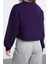 Kadın Bisiklet Yaka Düşük Kol Crop Kalın Polarlı Geniş Kalıp Crop Basic Örme Sweatshirt 5