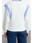 Kadın Moda Regular Bisiklet Yaka Düşük Kol Regular Kalın Içi Polarlı Normal Kalıp Örme Sweatshirt 5