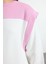 Kadın Moda Regular Bisiklet Yaka Düşük Kol Regular Kalın Içi Polarlı Normal Kalıp Örme Sweatshirt 4