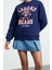 Kadın Moda Bol Bisiklet Yaka Düşük Kol Uzun Baskılı Geniş Kalıp Kalın Içi Polarlı Örme Sweatshirt 3