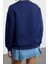 Kadın Moda Bol Bisiklet Yaka Düşük Kol Uzun Baskılı Geniş Kalıp Kalın Içi Polarlı Örme Sweatshirt 5