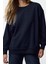 Kadın Moda Şık Bol Bisiklet Yaka Düşük Kol Uzun Kalın Içi Polarlı Geniş Kalıp Örme Sweatshirt 3